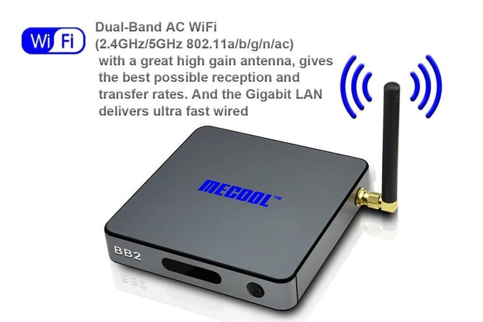 Mecool BB2 4K TV BOX 1000M Lan 2.4G/5G Wifi With Anti-Radiation Antenna Case and Remote Controller Octa Core 2G... N6