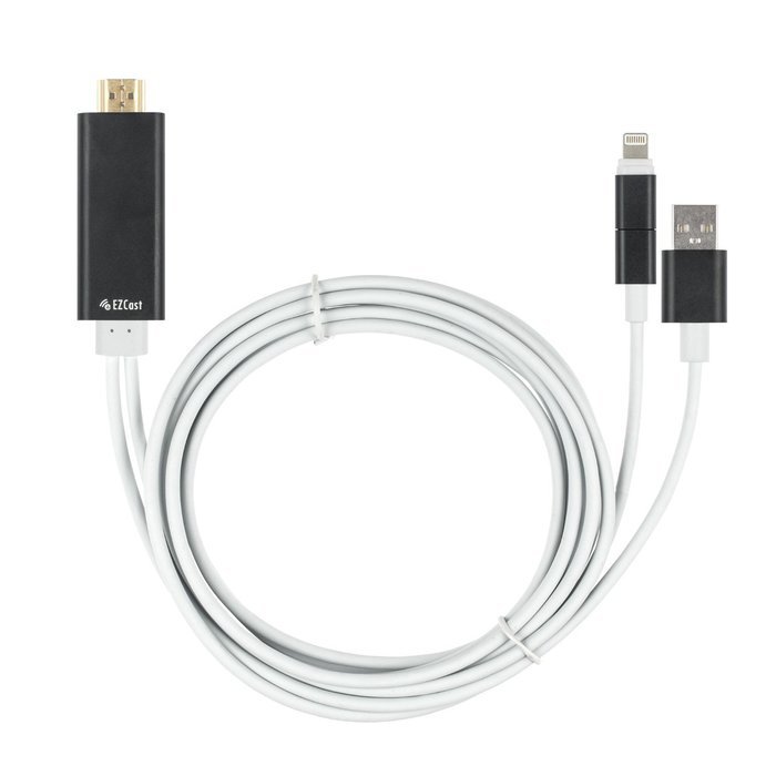 EZcast iPhone to HDMI Cable 2 in 1 Dual Connector Lightning to MicroUSB Sync Stouch 6.4Ft Lightning MHL To HDMI... N2