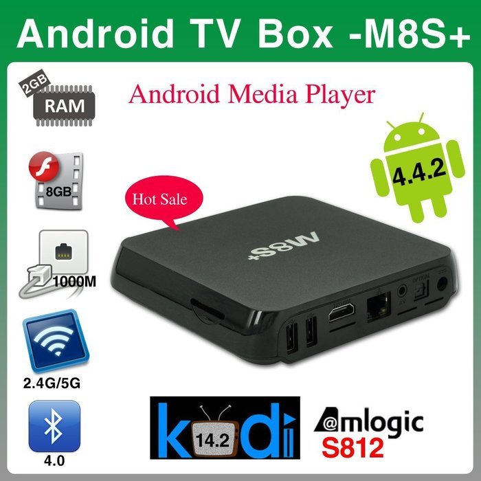 VIGICA M8S Plus Amlogic S812 Quad Core Preinstalled XBMC 14.2 Android TV Box Kikat 5.1 4K Smart HTPC 2G/8G Dolby...