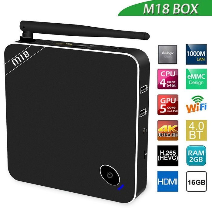 Vipwind M18 Smart Android TV Box Amlogic S905 Quad-Core KODI XBMC 4K 1000M LAN 2G/16G Mini PC 2.4G&5.0G WiFi H...