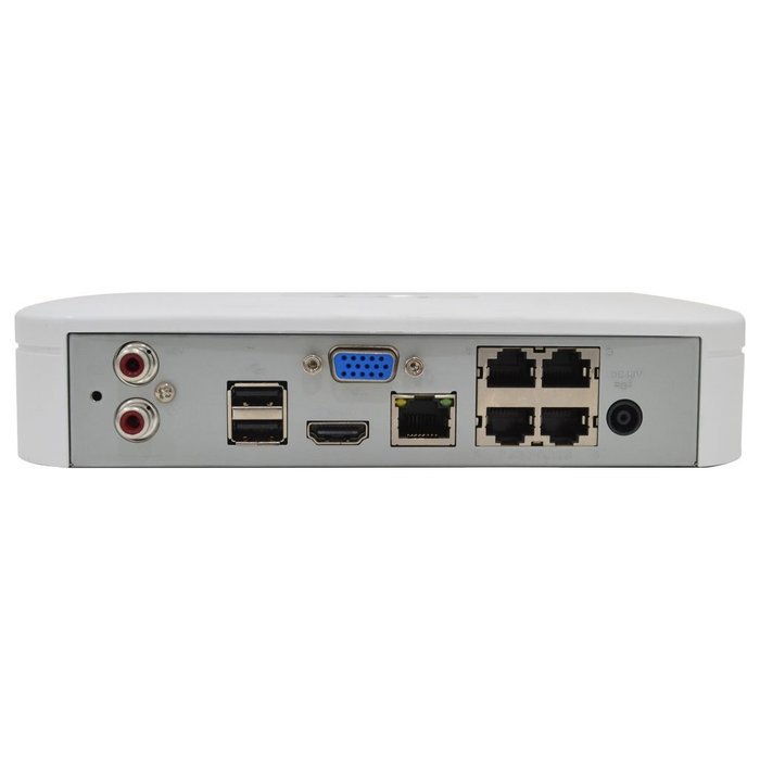 4 Channel Tiny NVR - 4 Channels 1080P @30fps up to 5MP @7fps - 4 POE Ports Built In - NO HARD DRIVE N3