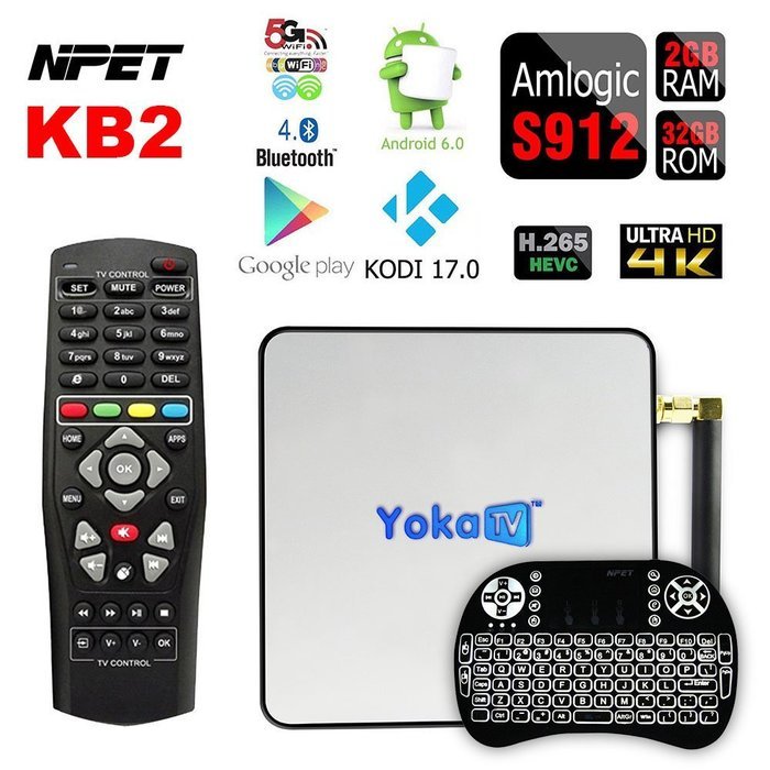 NPET KB2 Android 6.0 OTT TV Box Amlogic S912 KODI 17.0 Streaming Media Player Amlogic S912 KODI 17.0 Octa Core...