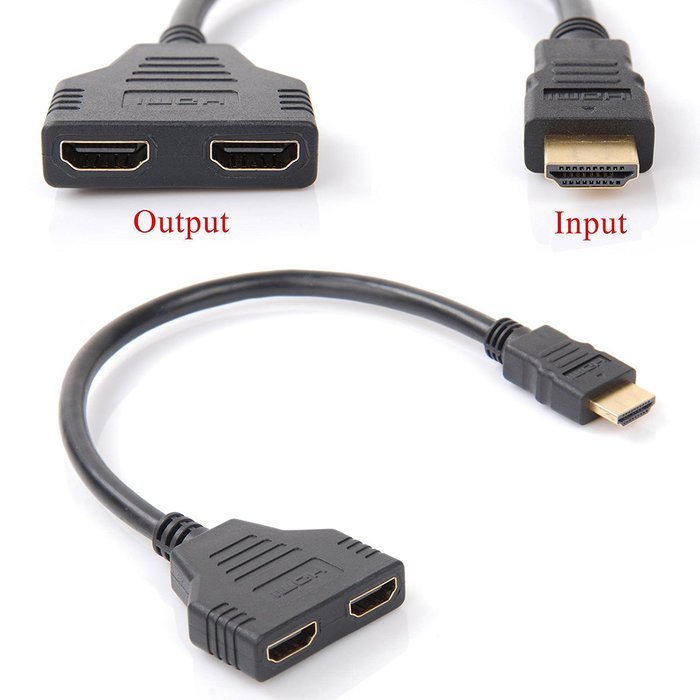 Simply Silver - 1080P HDMI Port Male to 2 Female 1 In 2 Out Splitter Cable Adapter Converter - Unbranded N2