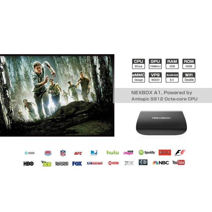 Balight NEXBOX A1 Amlogic S912 4K TV BOX Octo-core 2GHz ARM Cortex-A53 64-bit Android 6.0 2G +16G Smart STB KODI... N5