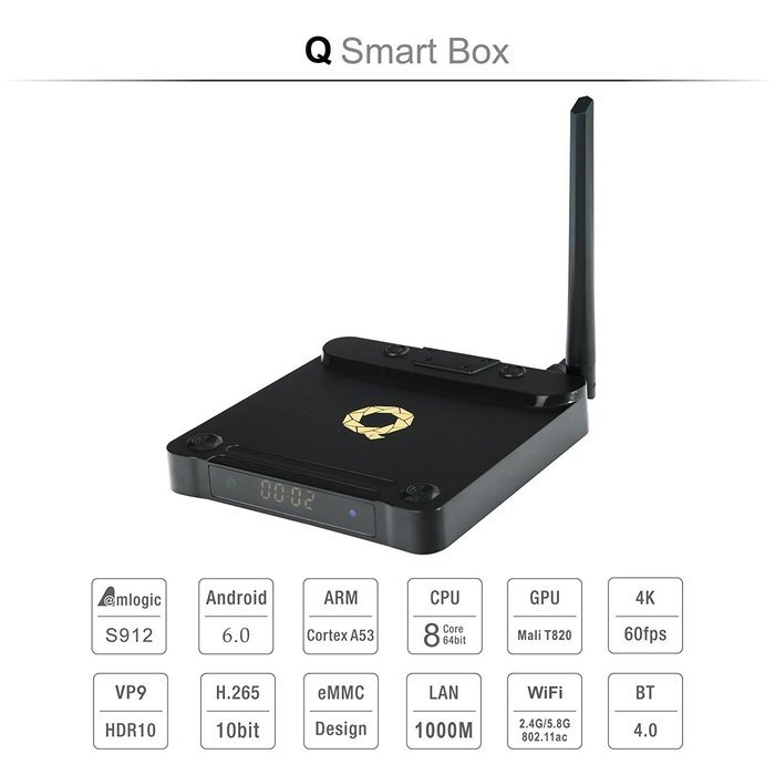 OURSPOP 4K Q BOX Android OTG TV BOX With Amlogic S912 Octa Core 2G/16G,Dual Brand WIFI,1000M LAN-(QB-MK1013) N3