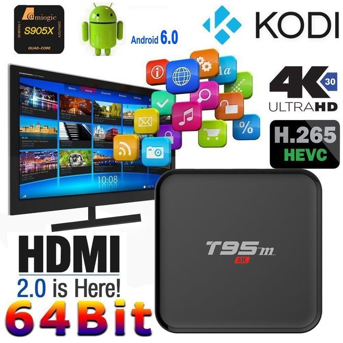 HUBEE T95M Pro 4K KODI 16.1 Quad Core H.265 Android TV Box