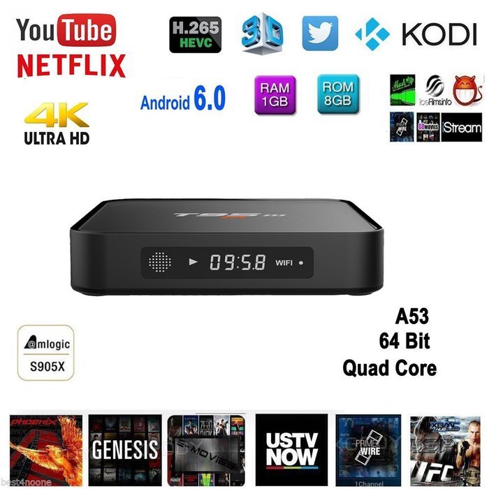 HUBEE T95M Pro 4K KODI 16.1 Quad Core H.265 Android TV Box N2