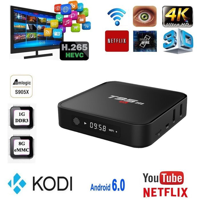 HUBEE T95M Pro 4K KODI 16.1 Quad Core H.265 Android TV Box N3