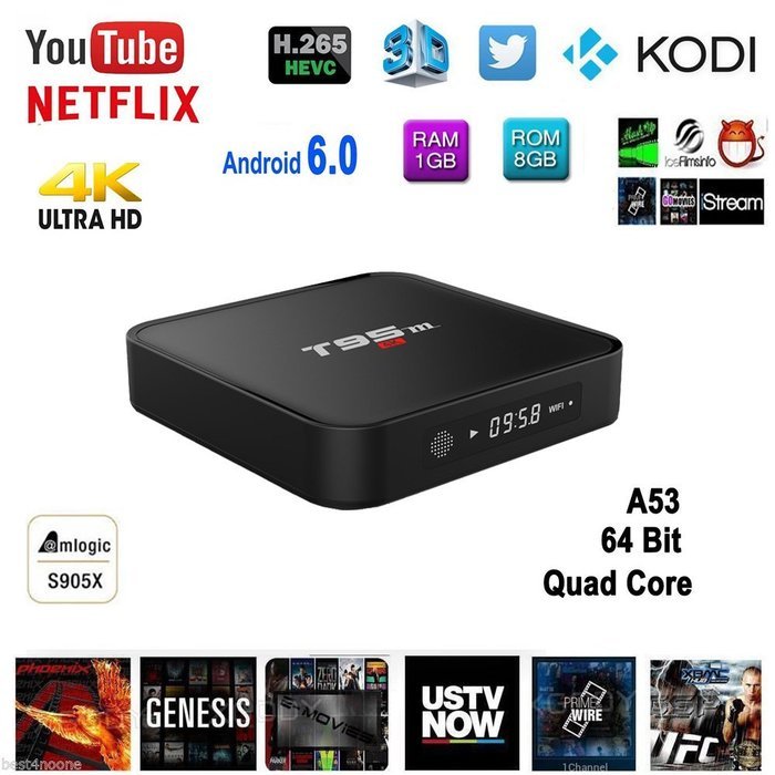 HUBEE T95M Pro 4K KODI 16.1 Quad Core H.265 Android TV Box N5