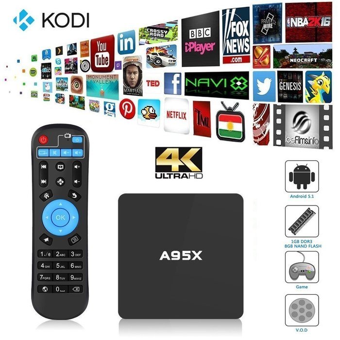 BIGFOX A95X Smart Digital Google Android Internet TV Box TV Media Streamer with Learning Remote HDMI Connectivity...