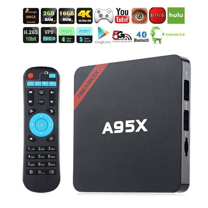[2016 Newest] NEXBOX A95X Android 6.0 TV Box Amlogic S905X Quad Core 2G RAM 16G ROM Bluetooth 4.0 Dual Band Wifi...