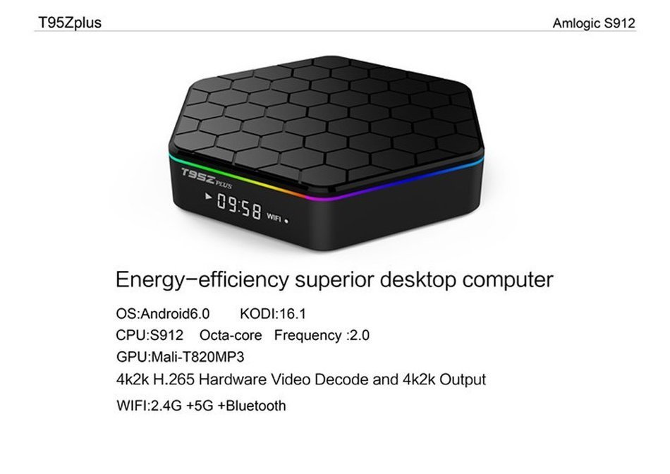 Kimdecent T95Z Plus Kodi TV Boxes S912 TV Octa core Android 6.0 2GB/16GB supports 4K UHD videos with HDR, Dual... N9