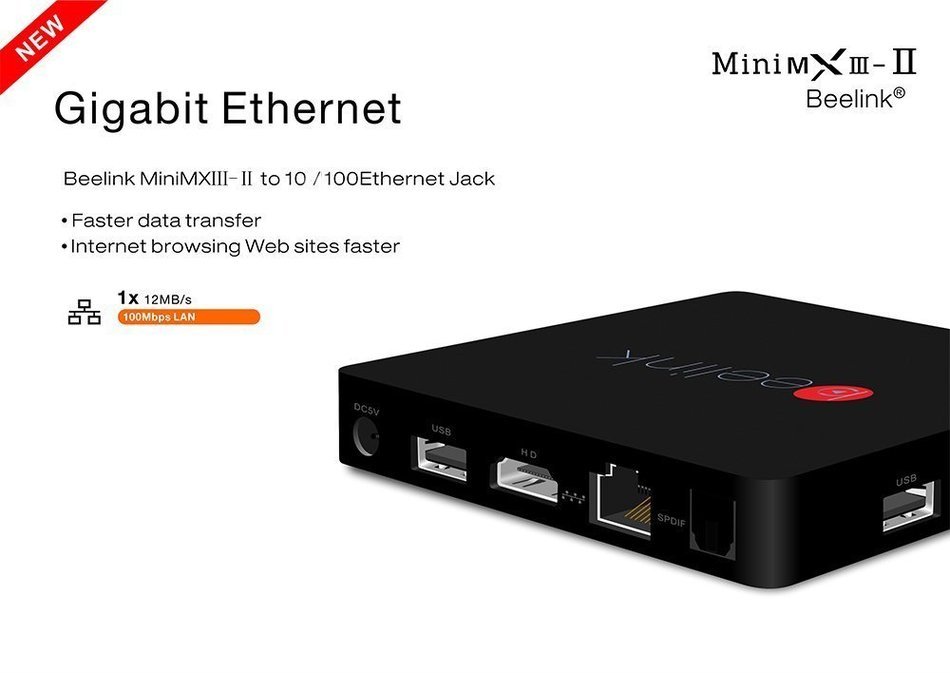 Beelink MINI MXIII II Android 6.0 TV Box 2GB+32GB Amlogic S905X Quad Core 4K WiFi Bluetooth Streaming Media Players N4
