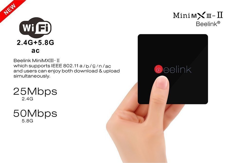 Beelink MINI MXIII II Android 6.0 TV Box 2GB+32GB Amlogic S905X Quad Core 4K WiFi Bluetooth Streaming Media Players N5