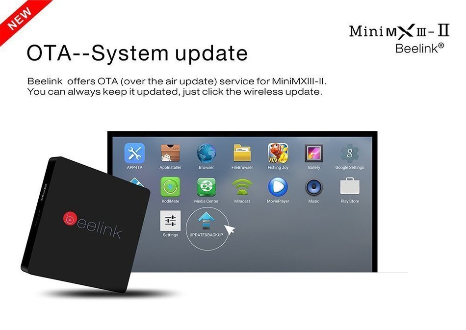 Beelink MINI MXIII II Android 6.0 TV Box 2GB+32GB Amlogic S905X Quad Core 4K WiFi Bluetooth Streaming Media Players N6