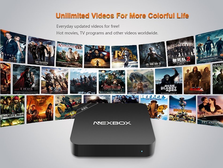 NEXBOX A85 Android TV Box Quad-Core S805 1G/8G WiFi 1080P Smart Set TV Box Kodi Fully Loaded Streaming Media Player N6