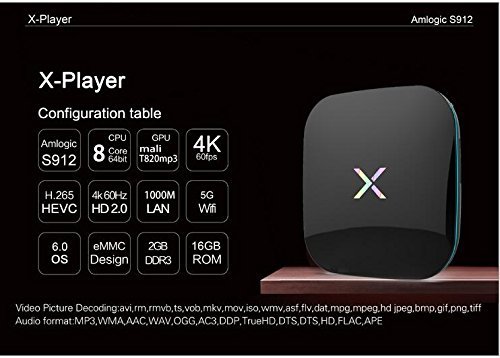 Lomefo android 6.0 S912 Octa core cortex-A53 X player tv box 2GB/16GB 2.4G +5G +Bluetooth media player N7