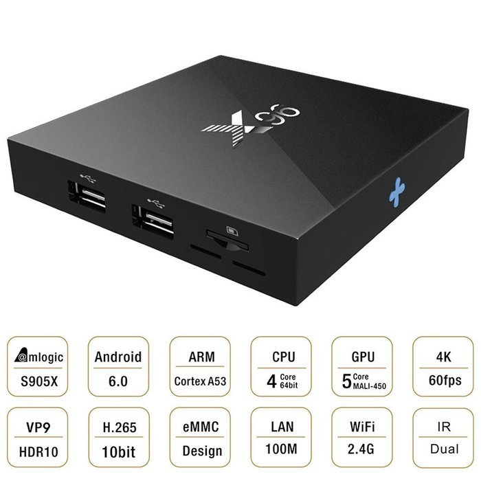 KKmoon X96 Smart Android 6.0 TV Box Amlogic S905X Quad Core 64bit 1GB / 8GB KODI16.0 XBMC VP9 UHD 4K2K60fps HDMI... N2