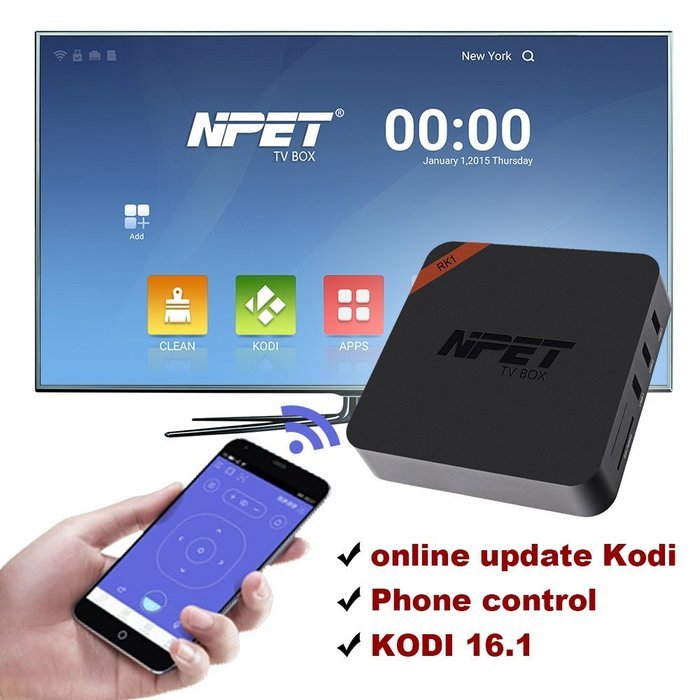 NPET RK1 Pro Android 5.1 TV Box RK3229 2GB 16GB Kodi 16.1 Ethernet100/1000M BT 4.0 Streaming Media Player N2