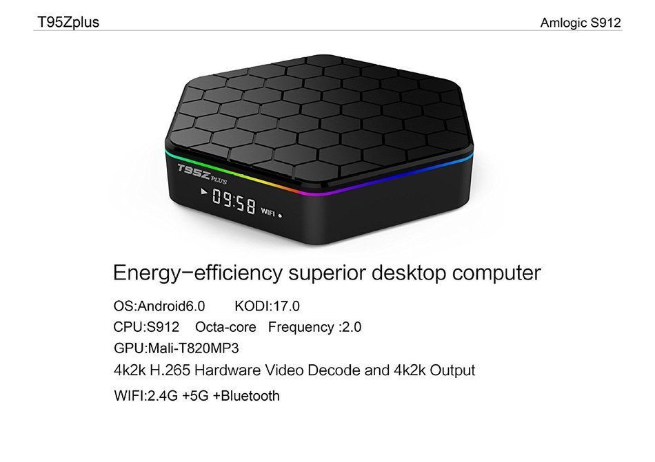 Epteam T95Z plus S912 Octa-core CPU Android 6.0 TV Box 2GB Ram+16GB Rom WIFI 2.4G/5.0G Bluetooth Pre-installed... N4
