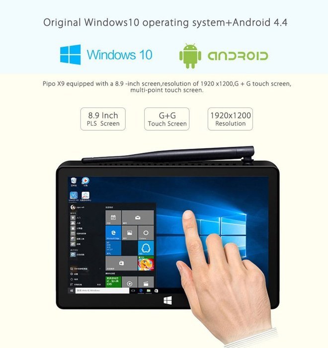 TOZO PIPO X9 64GB Mini Computer 8.9" 1920x1200 PC TV Box Desktop Intel Z3736F Quad Core Windows10 Android 4.4... N3