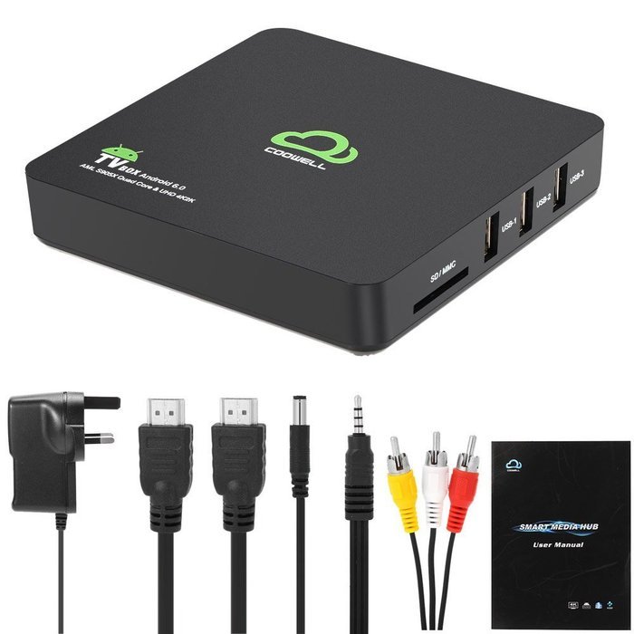 Vipwind COOWELL V2 Smart Android 6.0 TV Box Amlogic S905X Quad-Core 2GB 16GB KODI XBMC H.265 4K 2.4G&5G WiFi BT... N6
