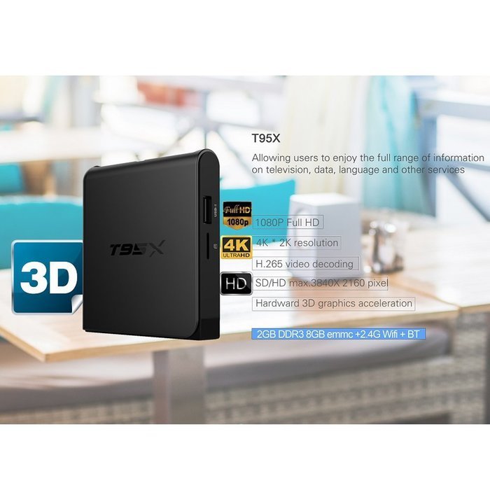 Epteam Android 6.0 TV Box T95X S905 Quad core [2GB/8GB/4K] Kodi 16.1 Full Loaded H.265 64bit Streaming Media Player N6