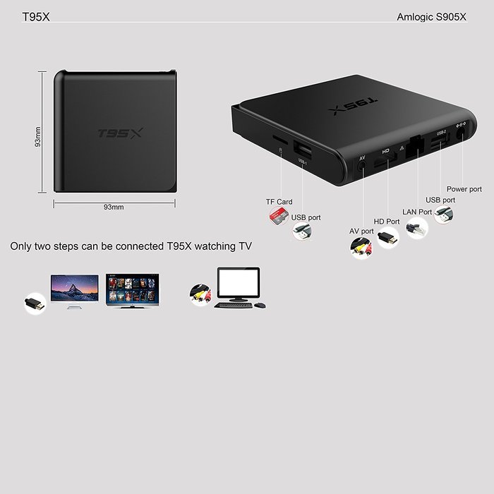 KOLOF S905X T95X TV BOX Android 6.0 KODI 16.1 2G 8G Bluetooth 4.0 Quad Core Streaming Media Player N4