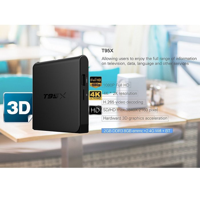 KOLOF S905X T95X TV BOX Android 6.0 KODI 16.1 2G 8G Bluetooth 4.0 Quad Core Streaming Media Player N5
