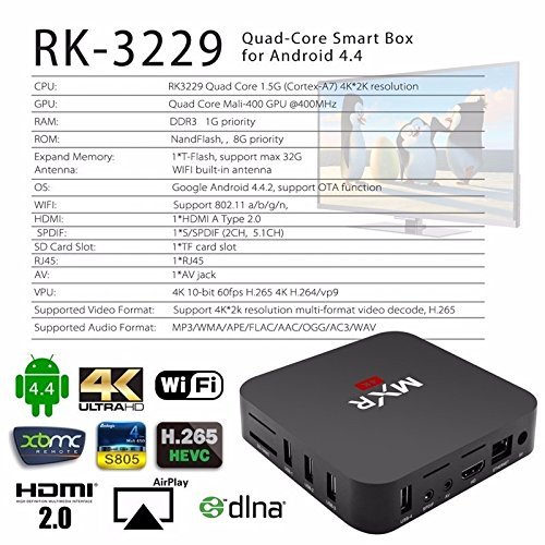 Vipwind MXR Quad Core ROM 8G Android TV Box KODI Fully Loaded Smart Tv Support Wifi H.265 UHD 4K HDMI 2.0 Media... N8