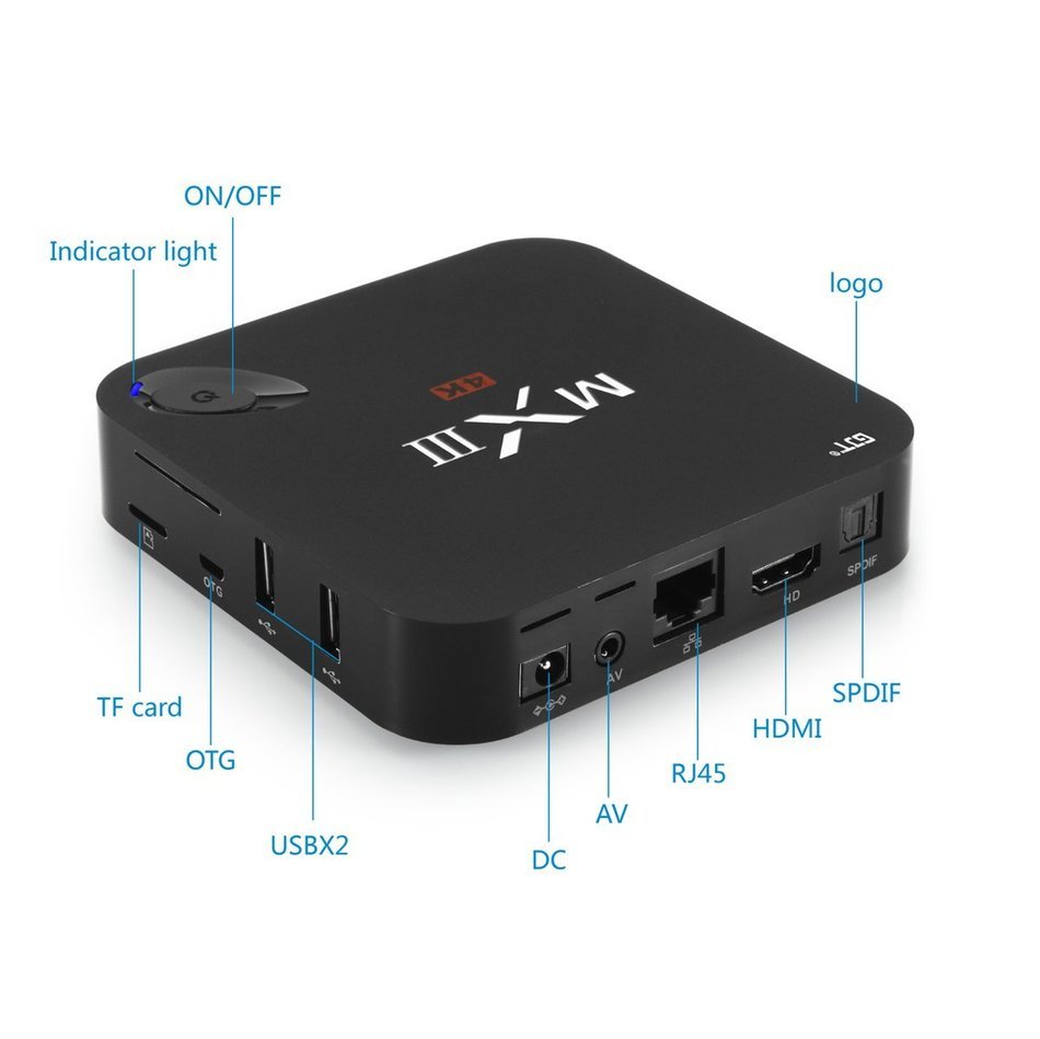GJTMXIII Android 4.4.2 Smart TV Box Media Player Ultra HD 4K Amlogic S802 2.0Ghz Quad Core A9 CPU Powerful ARM... N4