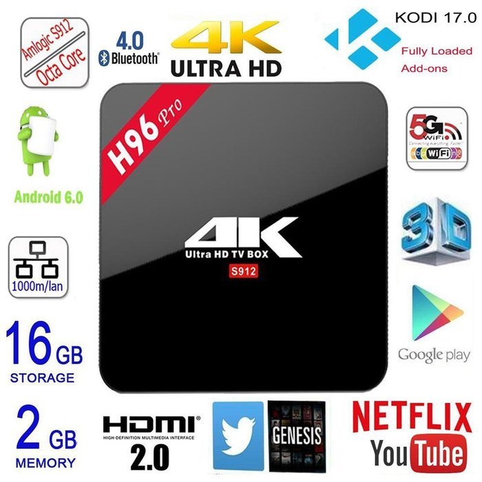 [Latest Version] HONGYU Amlogic S912 Octa Core H96 PRO Android 6.0 TV Box 64 bit ARM Cortex-A53 H.265 4K Player...