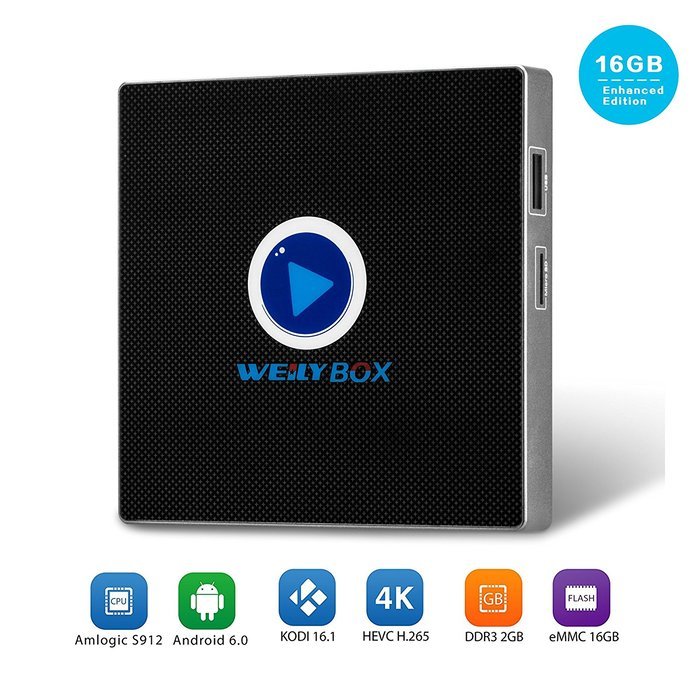 WEILY Newest Amlogic S912 Octa-core CPU Android 6.0 TV Box 2GB Ram+16GB Rom BT 4.0 Fully Loaded Kodi Box Dual...