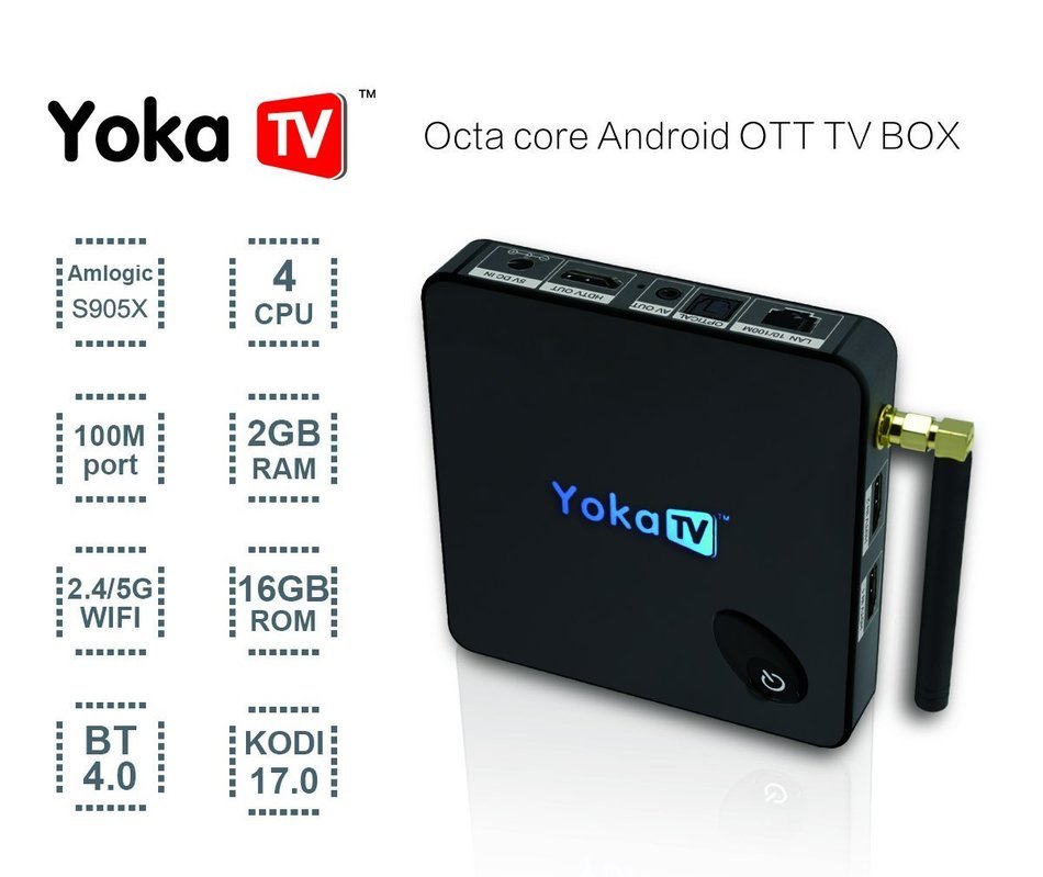 YokaTV KB1 Octa-core Android 6.0 OTT TV Box 4Core 64bit CPU 2GB RAM 16GB ROM 4K ULTRA HD H.265 HEVC Internet TV... N2