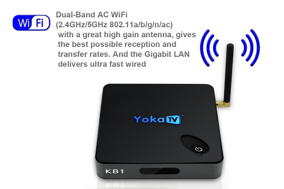 YokaTV KB1 Octa-core Android 6.0 OTT TV Box 4Core 64bit CPU 2GB RAM 16GB ROM 4K ULTRA HD H.265 HEVC Internet TV... N3