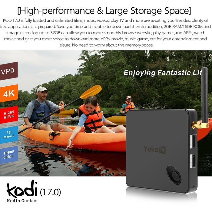 Docooler YoKoTV KB1 Smart Android 6.0 TV Box (Amlogic S905X Quad Core 64bit 2GB/16GB KODI17.0 XBMC VP9 UHD 4K... N6