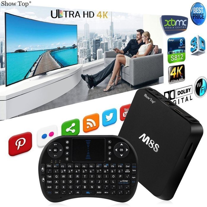 ShowTop&reg; M8S TV BOX 2G/8G S812 Quad/Octo Core XBMC Android 4.4 4K Smart HTPC With Mini I8 Air Mouse Keyboard