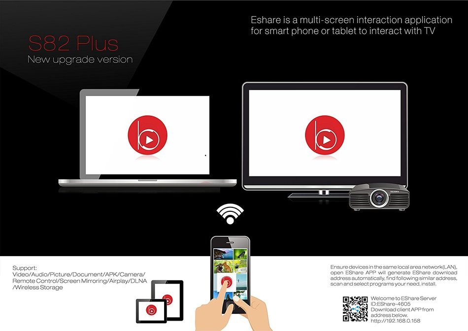 Beelink S82 Plus (S82+) Smart 4Kx2K TV Box Mini PC Streaming Media Player, Android 4.4, Quad Core CPU Amlogic... N8