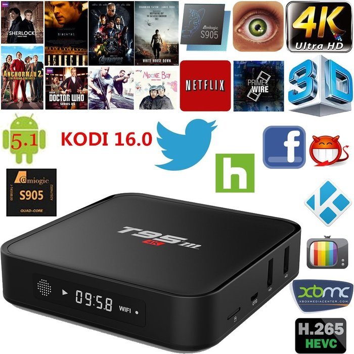 Vipwind Android TV Box T95M 1GB/8GB 2.4G WiFi Amlogic S905X Android 6.0 TV Box Quad-Core 64 Bit XBMC UHD 4K Mini...