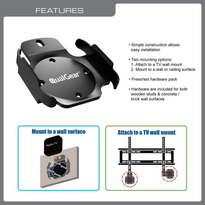 QualGear QG-AM-017 Mount for Apple TV/AirPort Express Base Station (For 2nd & 3rd Generation Apple TVs) N3