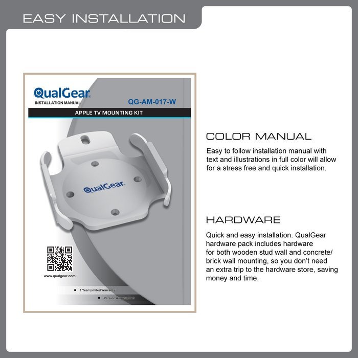 QualGear QG-AM-017 Mount for Apple TV/AirPort Express Base Station (For 2nd & 3rd Generation Apple TVs) N9