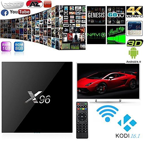 X96 Android 6.0 4K HD TV Box Powered by Amlogic S905 64Bit Quad Core 2.0GHz 1G/8G Kodi 16.1 Pre installed Streaming...
