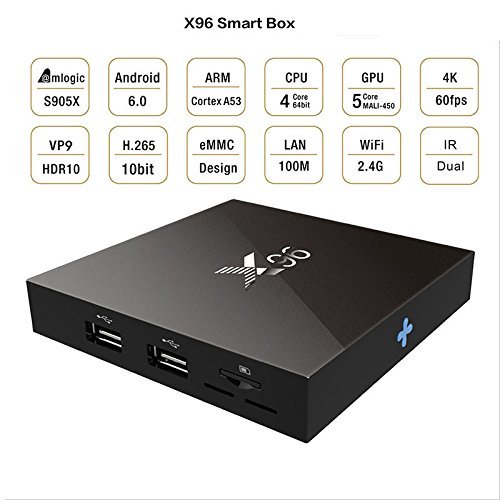 X96 Android 6.0 4K HD TV Box Powered by Amlogic S905 64Bit Quad Core 2.0GHz 1G/8G Kodi 16.1 Pre installed Streaming... N4