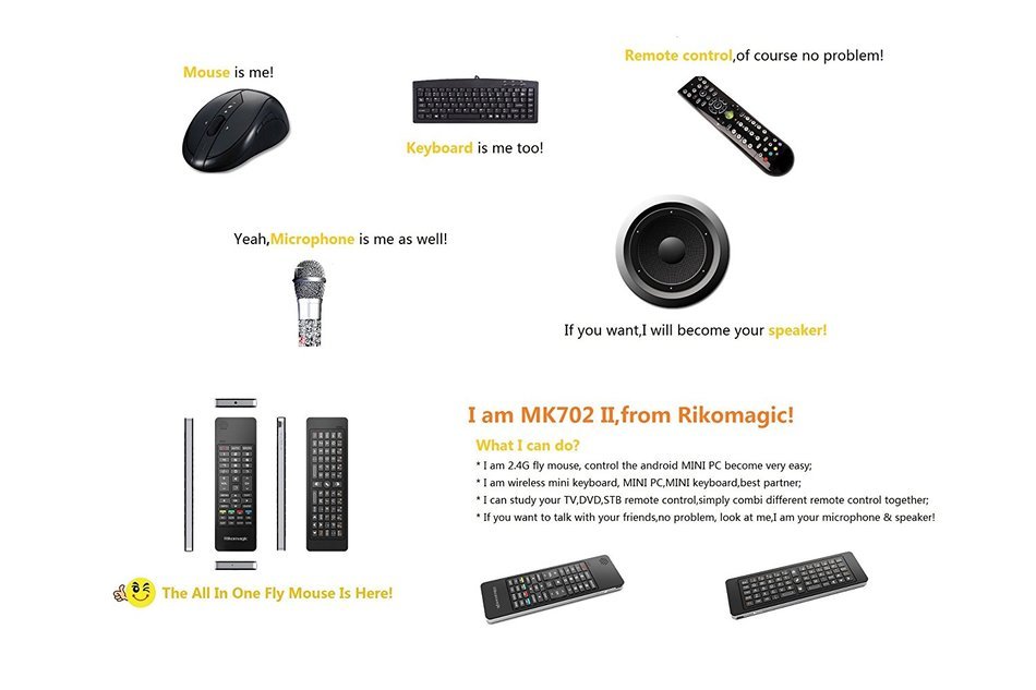 Rikomagic MK702II Mini Wireless Smart Fly Mouse for Android TV Box PC N3
