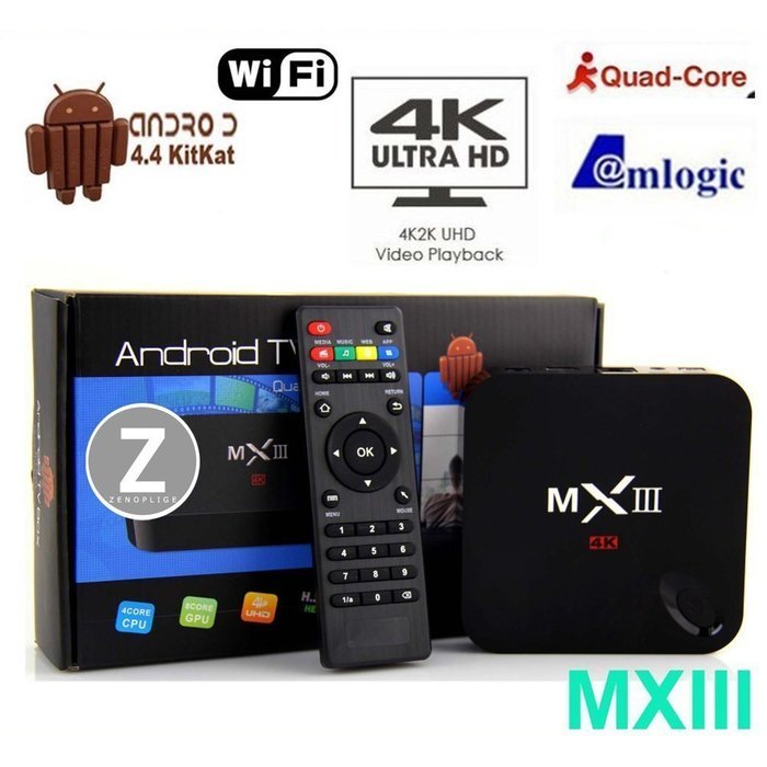 Zenoplige Google Android 4.4.2 Quad Core TV Box, XBMC Midnight MXIII MX3, Full HD Media Player 4K 3D Movie MX... N5