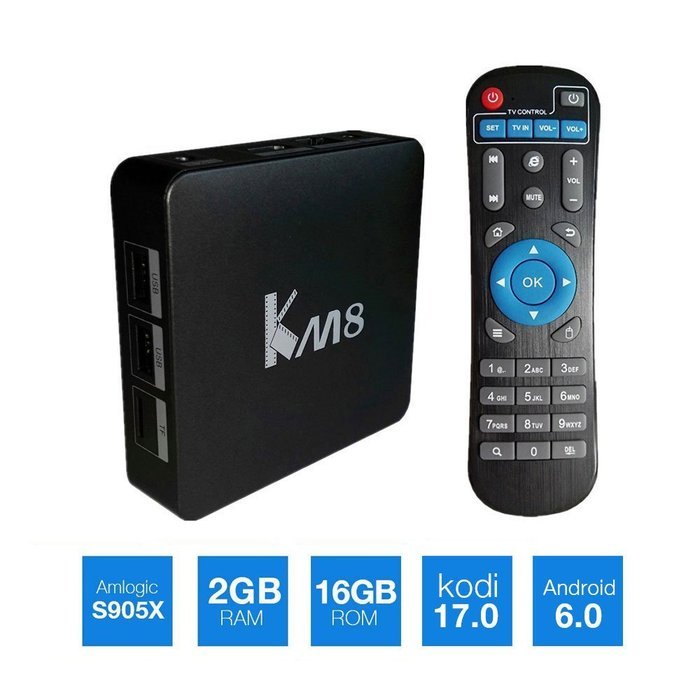 PinWheel KM8 Android 6.0 TV Box with XBMC Kodi 17.0 Amlogic S905X Quad Core 2GB/16GB Fully Loaded Unlocked Netflix...