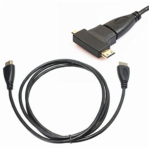 BephaMart 1.5M 3 In 1 1080P HDTV A to A Cable With Micro HDMI Male to HDMI Female Adapter