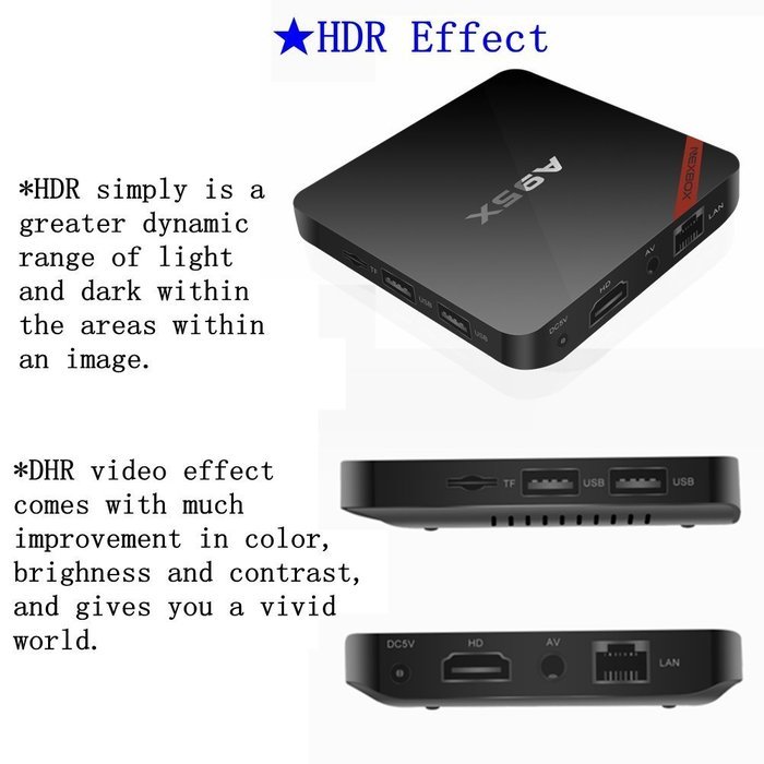 Wayer Android 6.0 4K TV Box A95X Amlogic S905X Quad Core Cortex A53 2.0GHz 64bit 1GB+8GB KODI 16.1 Full Loaded... N6