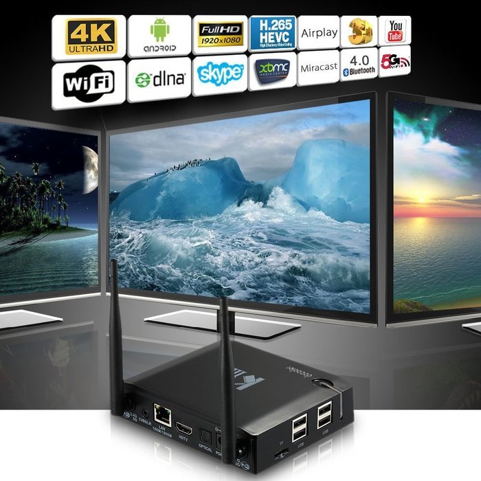 Vipwind KIII Android TV Box 2G/16G Amlogic S905 KODI XBMC Quad-Core Android 5.1.1 UHD 4K 3D 2.4/5G Dual WiFi DLNA... N6