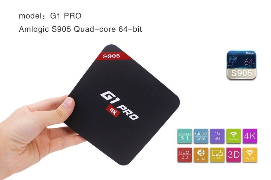 G1 PRO Amlogic S905 Android 5.1 Quad Core 64bits Smart Tv Box Support 4K Ultimate HD Kodi 16.1 Wife Google Streaming... N2